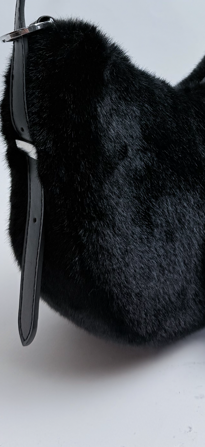 Bolso Negro Efecto Pelo