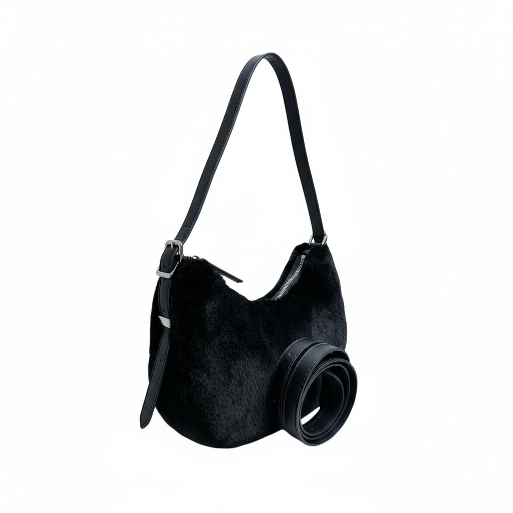 Bolso Negro Efecto Pelo