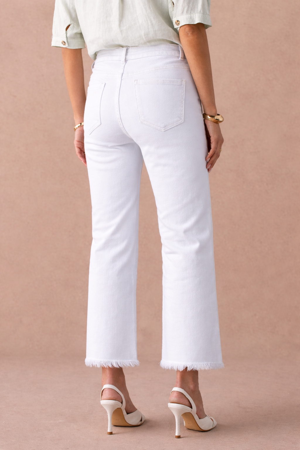 Jeans  anchos blancos con flecos
