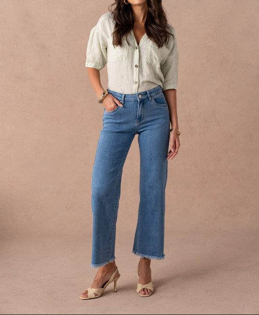 Jeans anchos con flecos