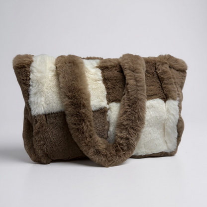 Bolso Efecto Peluche Cuadros