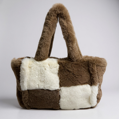 Bolso Efecto Peluche Cuadros