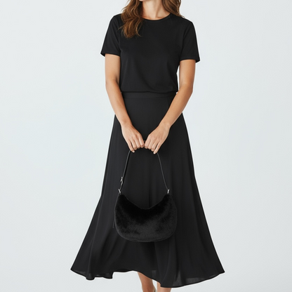 Bolso Negro Efecto Pelo